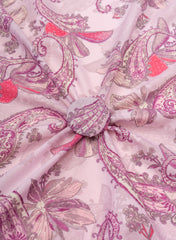 Pure Cotton Cambric Lavender Color Paisley Pattern Screen Print Fabric Big Panna