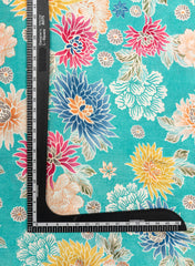 Pure Muslin Sky Blue Color Floral Screen Print Fabric With Foil .