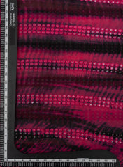 Pure Georgette Magenta And Black Color Tie And Dye Mirror Work Embroidery Fabric.