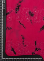 Pure Muslin Magenta Color Floral Butta Tie and Dye Embroidery Fabric.