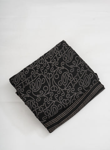 (Pre Cut-2 Meter) Pure Modal Satin Black Color Bandhani Pattern Natural Print Fabric.