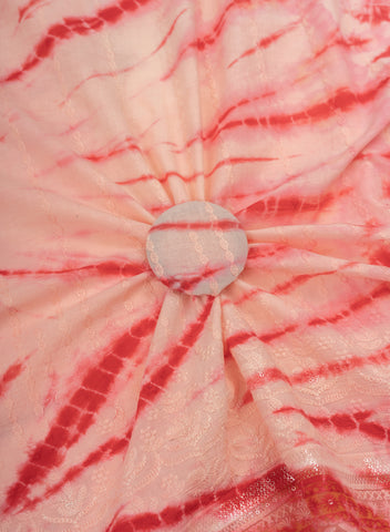 (Per Cut-1 Meter) Pure Cotton Cambric Shades Of Red Color Tie And Dye Embroidery Fabric.