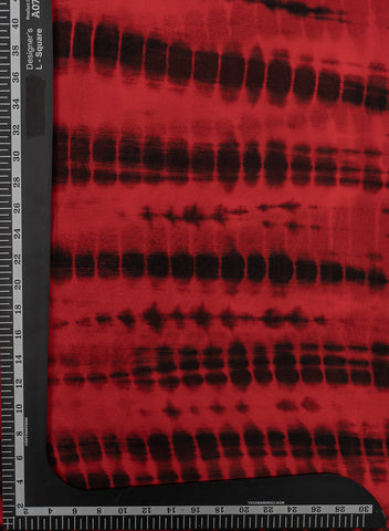 (Pre Cut 2-meter) Pure Chinnon Chiffon Dark Red And Black Color Tie And Dye Print Fabric.