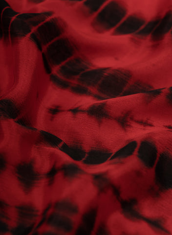 (Pre Cut 2-meter) Pure Chinnon Chiffon Dark Red And Black Color Tie And Dye Print Fabric.