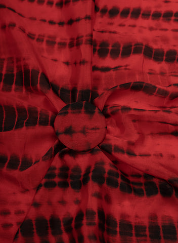 (Pre Cut 2-meter) Pure Chinnon Chiffon Dark Red And Black Color Tie And Dye Print Fabric.