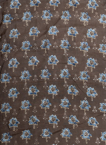 (Pre-cut 2.5 Meter) Pure Dola Silk Brown Color Sequins With Resham Embroidery Fabric