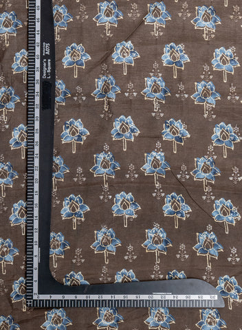 (Pre-cut 2.5 Meter) Pure Dola Silk Brown Color Sequins With Resham Embroidery Fabric