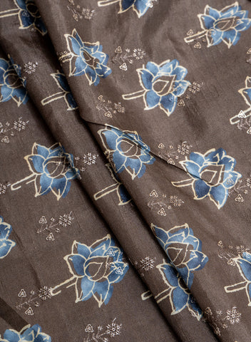 (Pre-cut 2.5 Meter) Pure Dola Silk Brown Color Sequins With Resham Embroidery Fabric