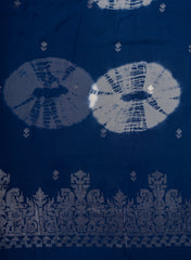 Pure Georgette Navy Blue Color Tie And Dye Zari Embroidery Big Panna Fabric.