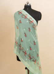 Pure Organza Pista Green Color Floral Digital Print Dupatta