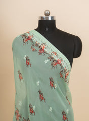 Pure Organza Pista Green Color Floral Digital Print Dupatta