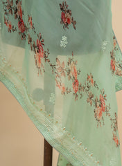 Pure Organza Pista Green Color Floral Digital Print Dupatta