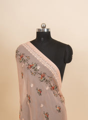 Pure Organza Peach Color Floral Digital Print Dupatta
