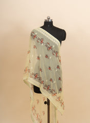 Pure Organza Yellow Color Floral Digital Print Dupatta.