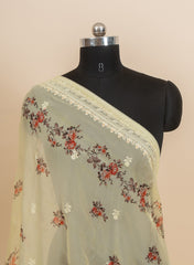 Pure Organza Yellow Color Floral Digital Print Dupatta.
