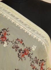 Pure Organza Yellow Color Floral Digital Print Dupatta.
