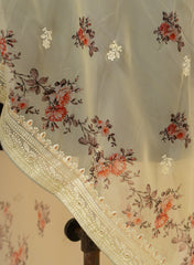 Pure Organza Yellow Color Floral Digital Print Dupatta.