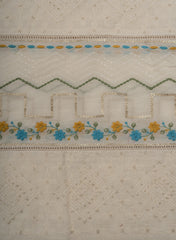 Pure Chanderi Off-White color Resham And Sequins Traditional Pattern Embroidery Fabric