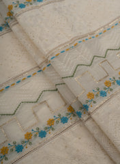 Pure Chanderi Off-White color Resham And Sequins Traditional Pattern Embroidery Fabric