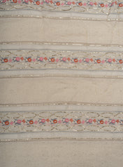 Pure Chanderi Off-White color Resham And Sequins Traditional Pattern Embroidery Fabric.