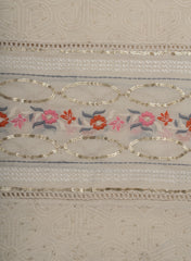 Pure Chanderi Off-White color Resham And Sequins Traditional Pattern Embroidery Fabric.