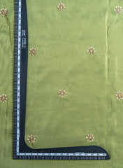 Pure Tissue Emerald Green Color Pearl And Sequins Embroidery Fabric.