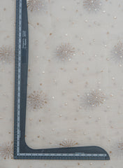 Mul Chanderi Dyeable Mukesh Work Embroidery Fabric.