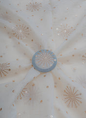 Mul Chanderi Dyeable Mukesh Work Embroidery Fabric.