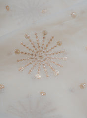 Mul Chanderi Dyeable Mukesh Work Embroidery Fabric.