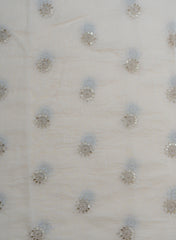 Mul Chanderi Dyeable Mukesh Work Embroidery Fabric.