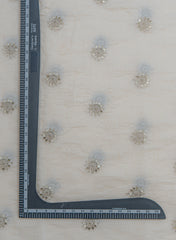 Mul Chanderi Dyeable Mukesh Work Embroidery Fabric.