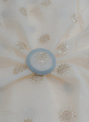 Mul Chanderi Dyeable Mukesh Work Embroidery Fabric.