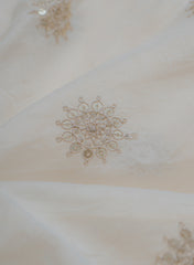 Mul Chanderi Dyeable Mukesh Work Embroidery Fabric.