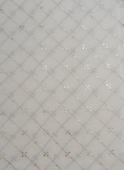 Mul Chanderi Dyeable Mukesh Work Embroidery Fabric.