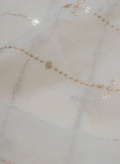 Mul Chanderi Dyeable Mukesh Work Embroidery Fabric.