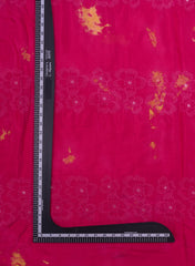 Pure Muslin Magenta Color Floral Butta Tie and Dye Embroidery Fabric