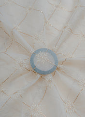 Mul Chanderi Dyeable Mukesh Work Embroidery Fabric.