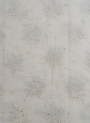 Mul Chanderi Dyeable Resham Work Embroidery Fabric.