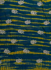 Pure Georgette Navy Blue Color Tie And Dye Zari Embroidery Fabric.