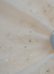 Mul Chanderi Dyeable Resham Work Embroidery Fabric.