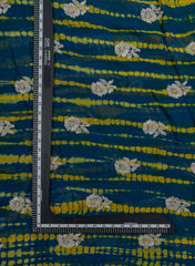 Pure Georgette Navy Blue Color Tie And Dye Zari Embroidery Fabric.