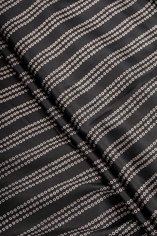 (Pre Cut-2 Meter) Pure Modal Satin Black Color Bandhani Pattern Natural Print Fabric.