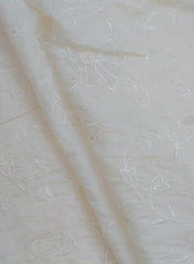 Mul Chanderi Dyeable Resham Patch  Work Embroidery Fabric.