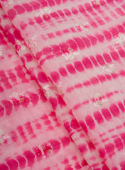 Pure Chanderi Light Pink Color Tie And Dye Sequins Embroidery Fabric.