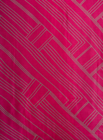 (Pre Cut-1 Meter) Pure Modal Satin Magenta Color Geometrical Pattern Natural Print Fabric.