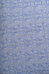 Premium Mul Chanderi Baby Blue Color Mix And match Embroidery Fabric.