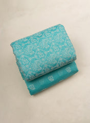 Premium Mul Chanderi Sky Blue Color Mix And match Embroidery Fabric.
