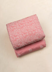 Premium Mul Chanderi Bright Pink Color Mix And match Embroidery Fabric.
