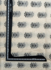 Mul Chanderi Dyeable Floral Pattern Embroidery Fabric.