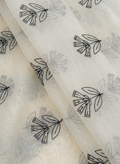 Mul Chanderi Dyeable Floral Pattern Embroidery Fabric.